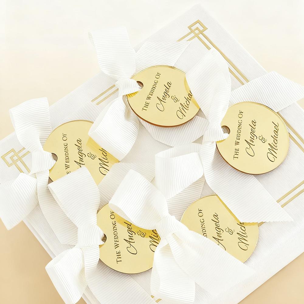 Personalized 5Pcs Wedding Favor Tag Christmas Round Acrylic Tags Cards Bachelorette Name Place Card Favor Decor Bridal Shower