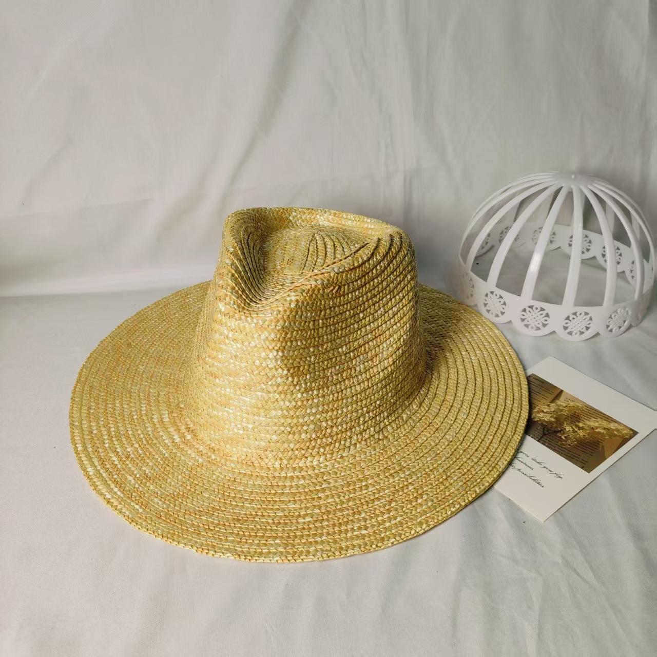 

Internet celebrities with the same straw straw hat men and women spring and summer Panama top hat big brim sun protection beach jazz hat 54-60