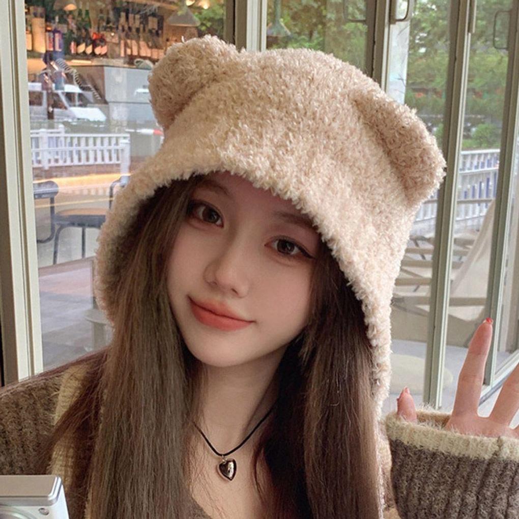 Winter Warmth Cute Bear Couple Fur Hat with Animal Ears