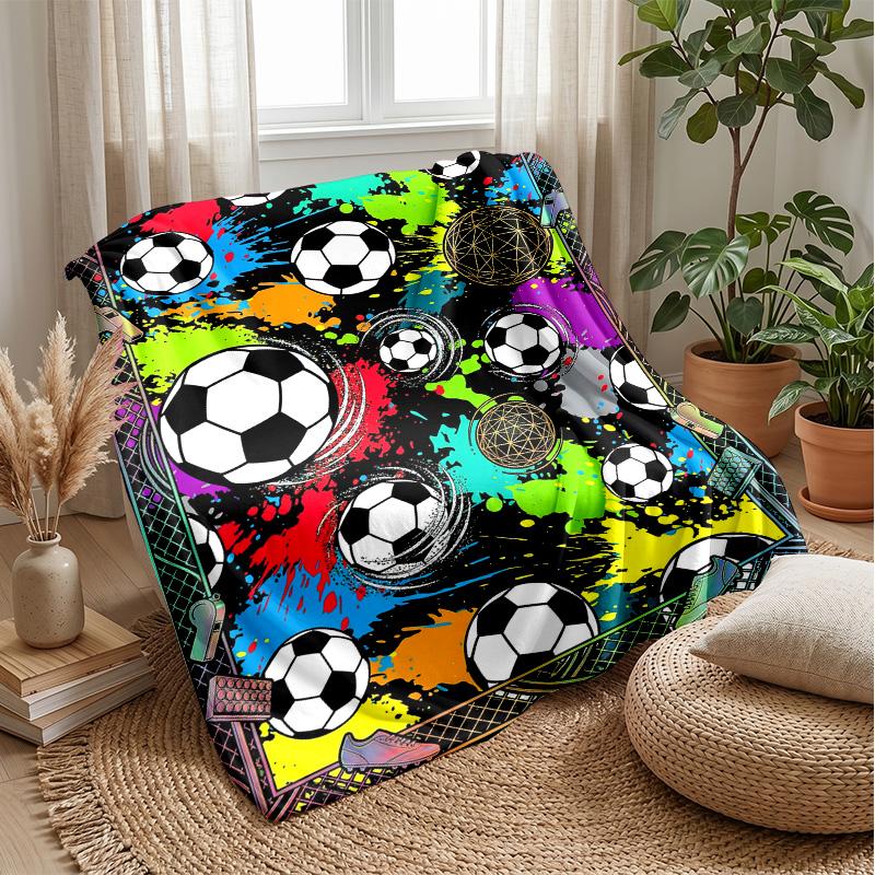 Soccer Ball Splash Art 7 Theme blanket Lightweight Warm Flannel Blanket Decorative Throw Blanket for Home Decoration