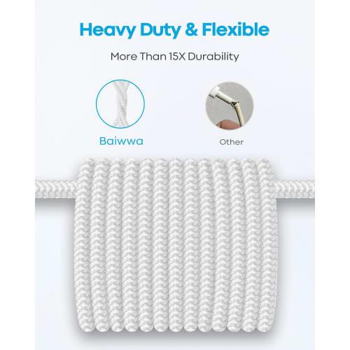 Kabel USB typu C Bílý [3m sada 2 ks] Baiwwa USB-A až USB-C kabel pro rychlé nabíjení Kabel typu C Vysokorychlostní ??Přenos dat iPhone 16 15 Pro Plus, Galaxy