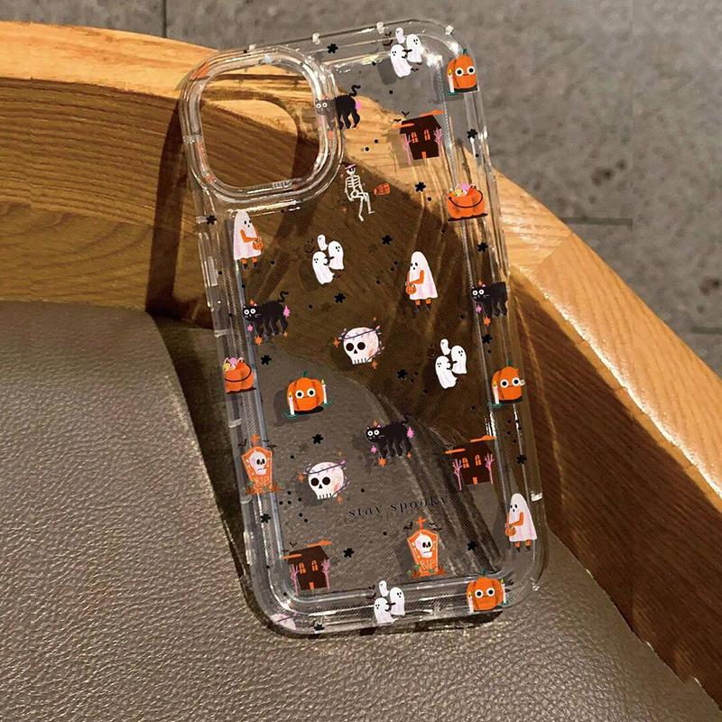 Süßes Halloween Kürbis Geist Muster Handyhülle Für iPhone 16 15 14 11 13 12 Pro Max Mini 7 8 Plus X XR XS Anti-Fall Klare Hülle