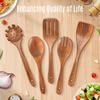 5 PCS Wooden Spoons for Cooking Natural Teak Kitchen Utensils Set Smooth Non-Stick Surface Cooking Utensils Set Soft Comfort-Grip Wooden Spatula Set