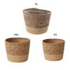 Coș din Paie Împletite pentru Plante cu Flori, Jardineră din Iarbă, Ghiveci de Grădină Interior Exterior, Container pentru Bonsai Plantabil, Decorațiune