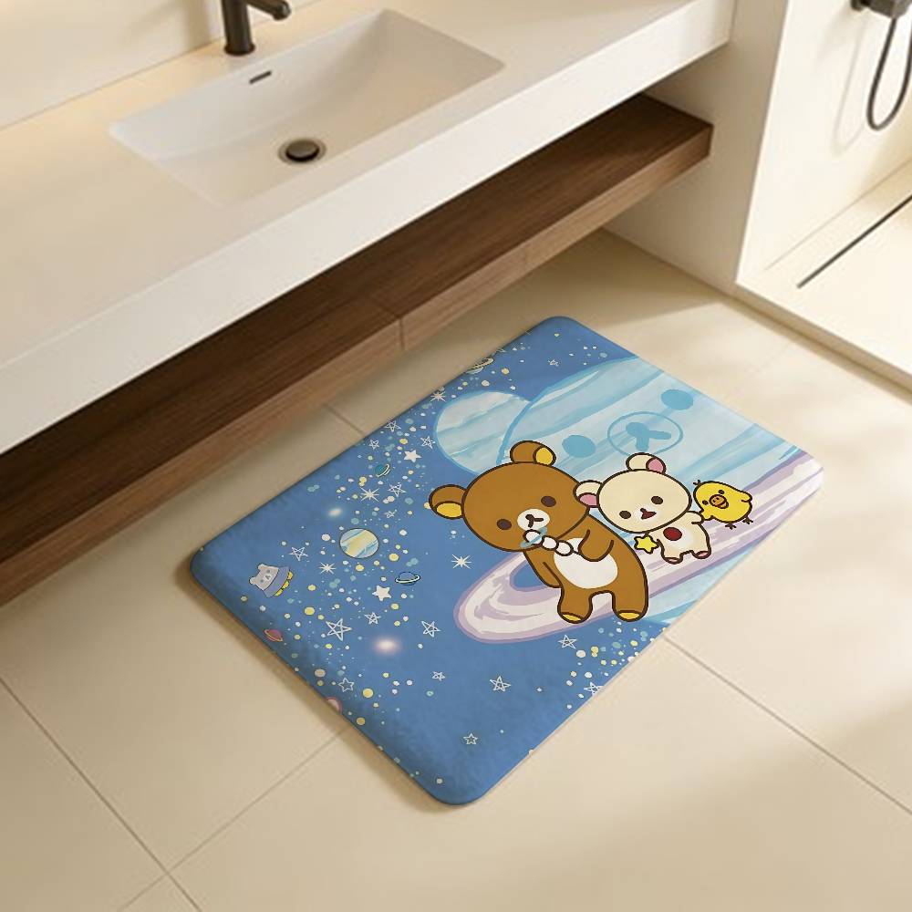 R-Rilakkuma Cartoon Anime Floor Mat Cheaper Anti-slip Modern Living Room Balcony Printed Bedside Mats
