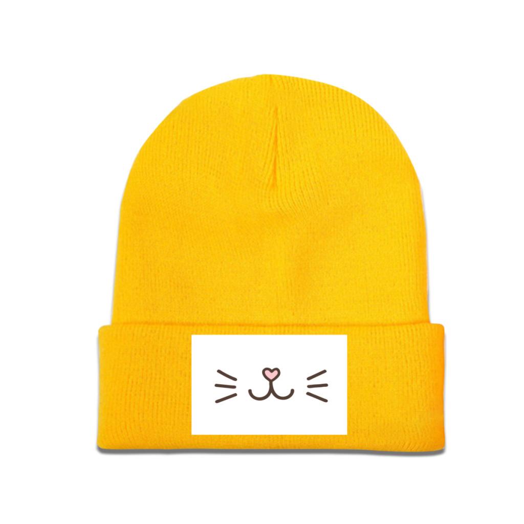 

Вязаные шапки с милым кошачьим лицом, женские шапки унисекс Skullies, зимняя шапка из полиэстера, кепки в стиле кошачьего котенка в стиле хип-хоп One Size