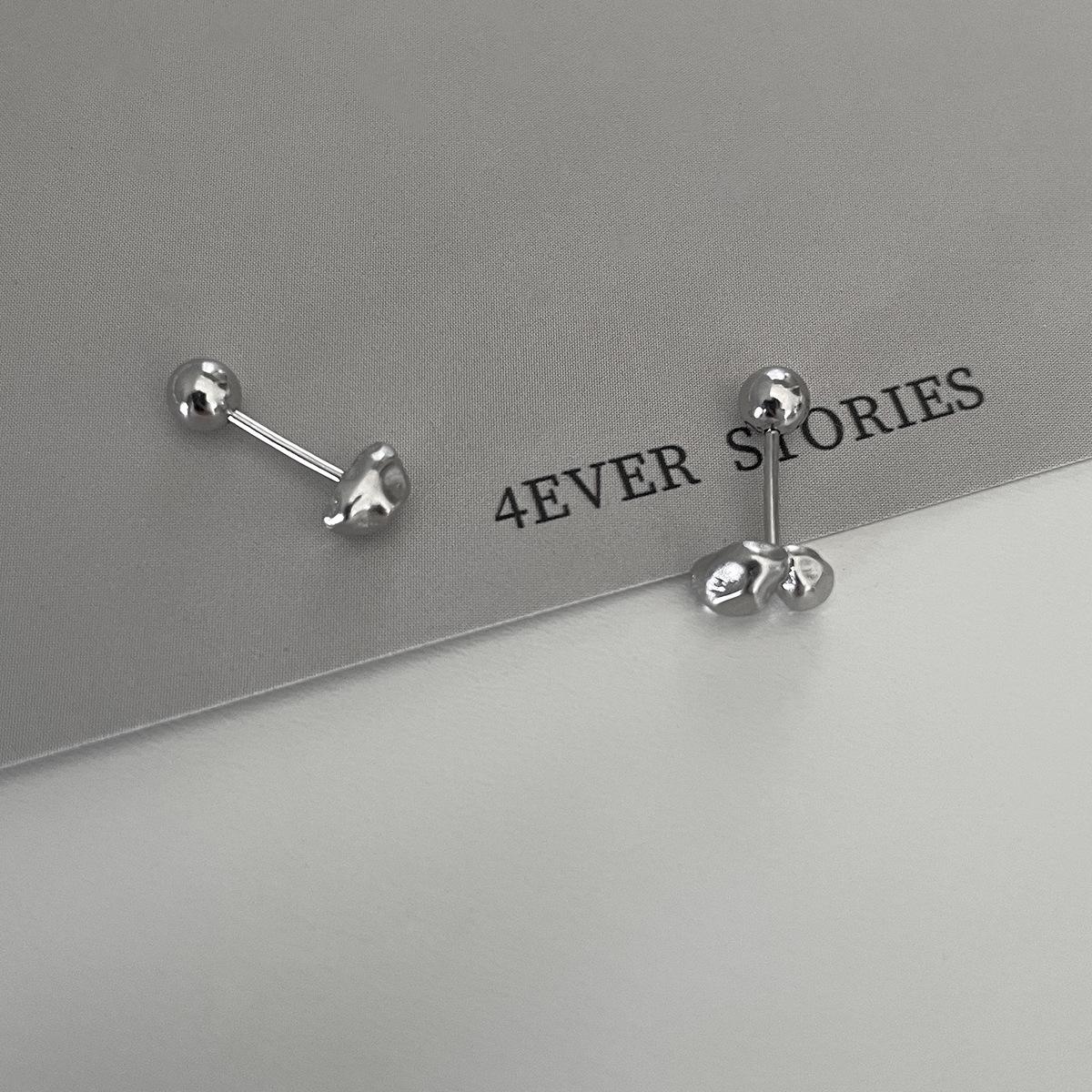 

Асимметричные серьги-гвоздики в виде сломанной серебряной косточки в национальном стиле, нейтральный ветер, высококачественные модные серьги-гвоздики из стерлингового серебра 925 пробы 925 silver