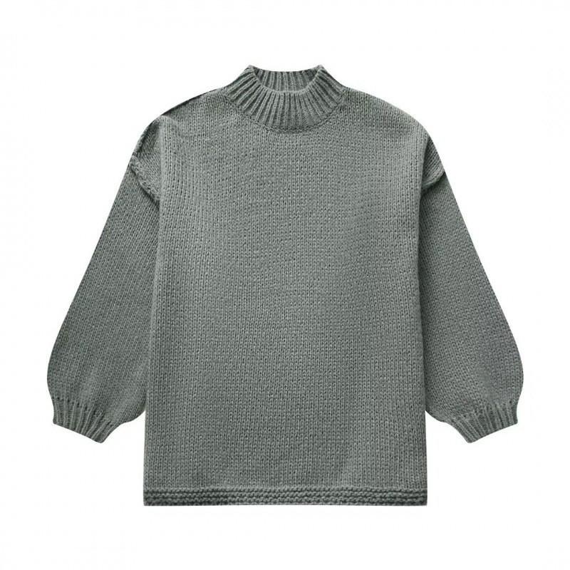 2024 Autumn/Winter Women's Stand-up Collar Knitted Sweater - American Blogger Style, Korean Version