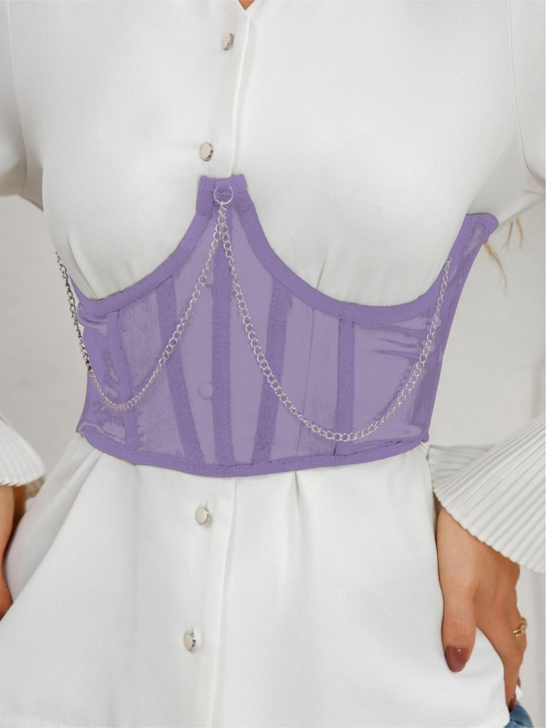 European & American Lace Waist Cincher Corset: Slimming Mesh Vest with Bust Support & Abdominal Shaping.