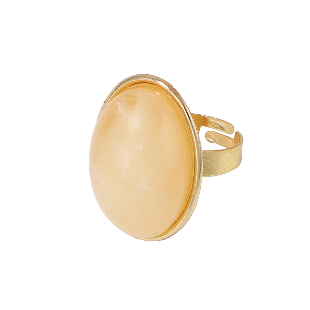 Cross-border simple and fashionable INS cold wind alloy resin geometric oval live mouth opening ring versatile temperament women