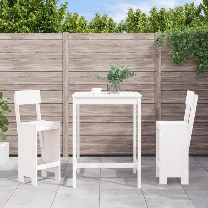 VidaXL Ensemble de bar de jardin 3 pcs blanc bois de pin massif, ensemble de pub, ensemble de bar de patio, ensemble de 3157794