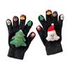 1 Pair Christmas Knitted Gloves Men Women Winter Warm Thick Plush Gloves with Xmas Charm Outdoor Cycling Cold Weather Thermal Full Finger Gloves