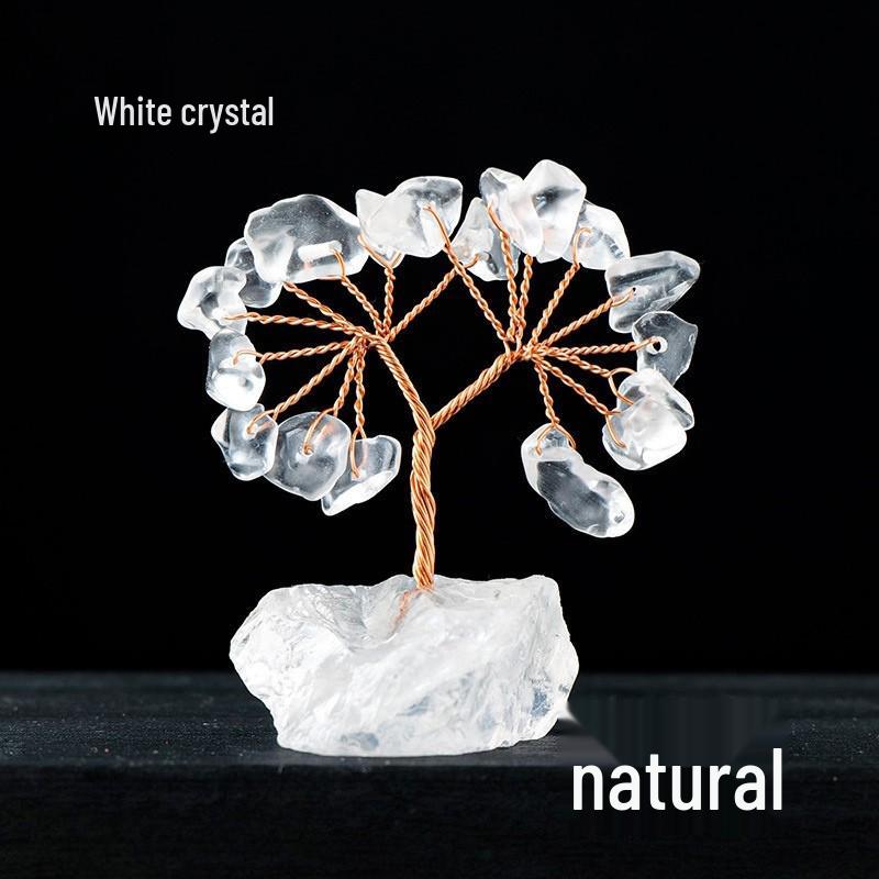 Natural Crystal Lucky Tree Head Accessories - Handmade Woven Home Decoration Ornaments, Semi-finished Product.