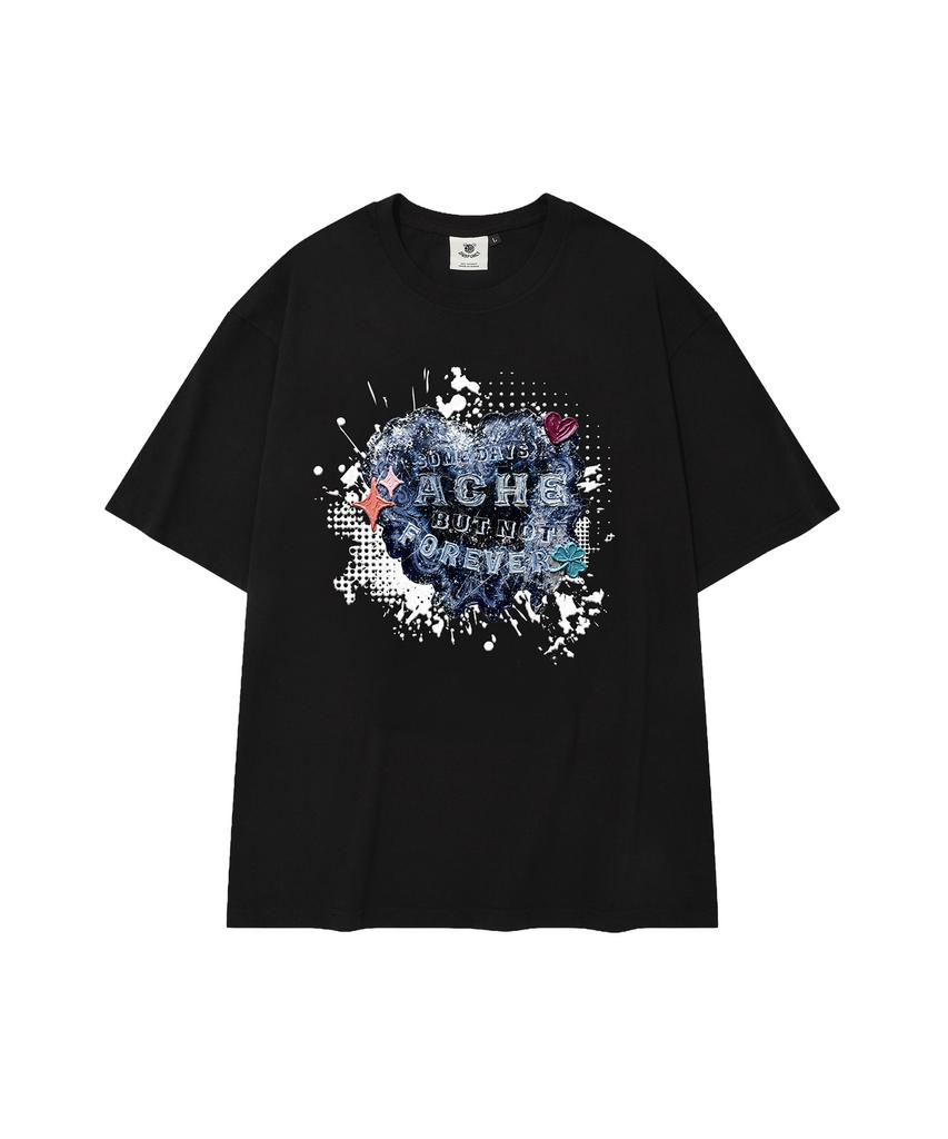 DYSFUNCT Vintage Heart Patch T-Shirt(Black)