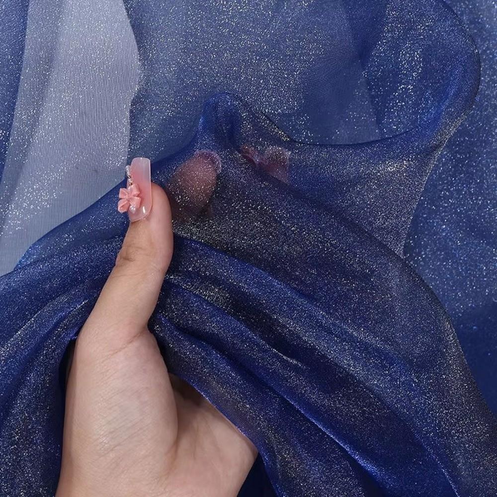 Mjuk tyll 100*140cm Fluorescerande organzatyger Glitterorganza Tyg Scen Bröllopsdekor
