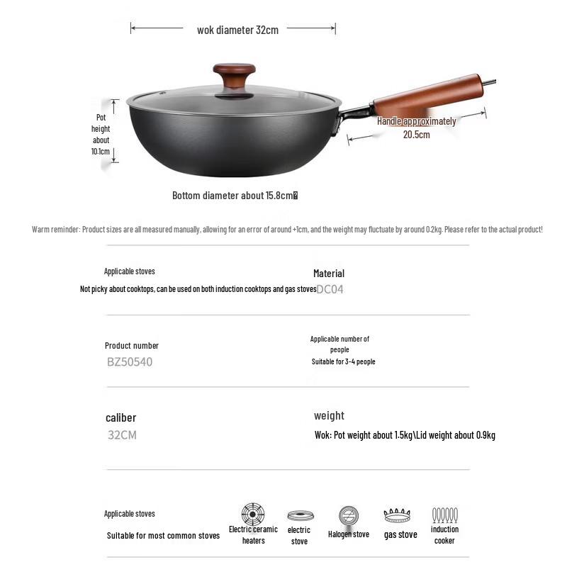 COOKER KING 32cm Non-stick Wrought Iron Wok
