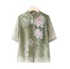 Middle Aged And Elderly Women's Casual Breathable Round Neck Short Sleeved Chinese Style T-shirt Western Style Top For Women