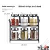 Stainless Steel Glass Kitchen Seasoning Jars Set with Spring Lid & Spoon