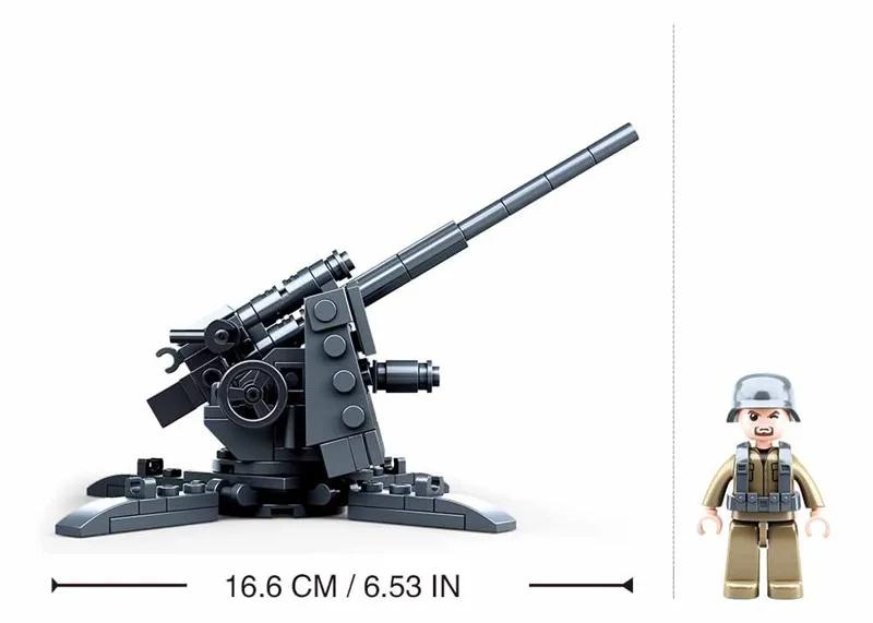 Non-Toxic 115Pcs Ww2 Military Weapon Building Blocks 88Mm Flak Anti-Tank Model Bricks Set With Figures Educational Diy Toys For Kids Children