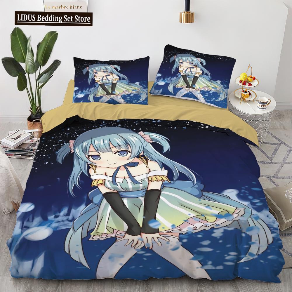 Anime Kawaii Bedding Set Japan Anime Loli Duvet Cover Set Kids Bedroom Cartoon 3D Printed Quilt Cover Bedroom Gift