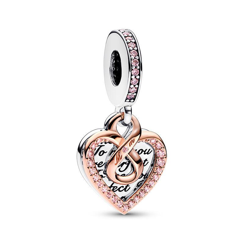 Brand New Infinity Knot Charm Bead Components Copper Metal Bead Components Hearts Secure Safety Chain Compatible With Authentic Original Bracelets