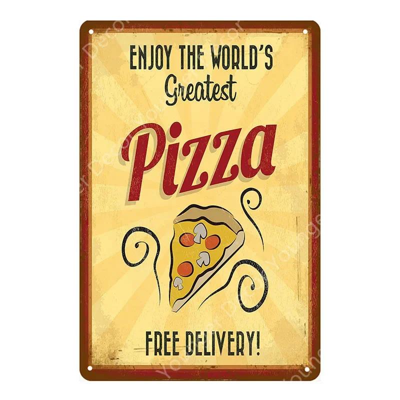 Italian Good Food Pizza Pies Metal Signs Wall Decoration Vintage Metal Poster Home Kitchen Decor Painting Plaques YJ145