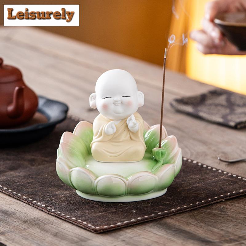 Lotus Little Monk Incense Holder Mist Smoking Steamers Incense Burners Aromatherapy Censer Tea Ceremony Supplies Decoration Gift