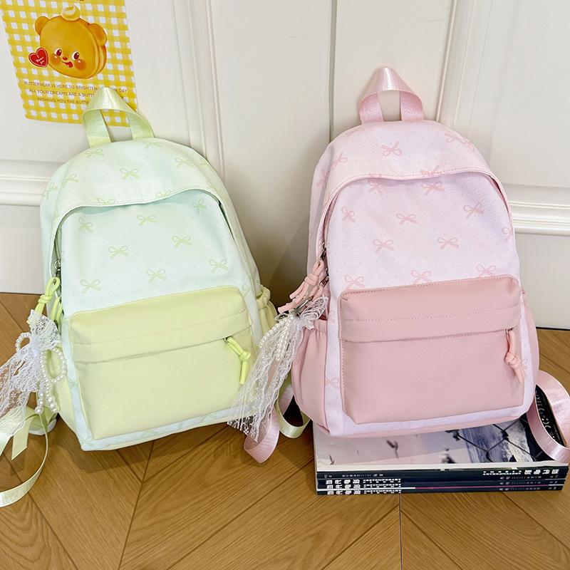 Schoolbag New High-value Japanese Fresh and Sweet Literary and Cute Bow Backpack Junior High School Students Lightweight Travel Backpack