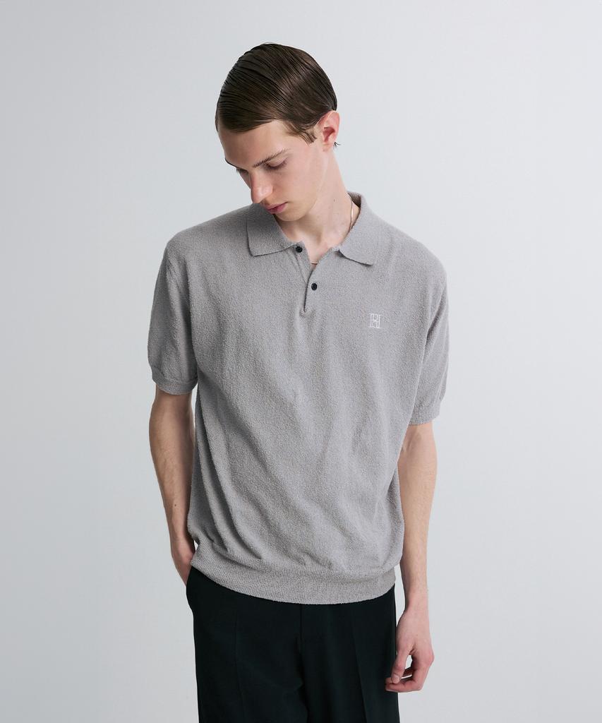 Liimaen Boucle Knit Polo Shirt Gray