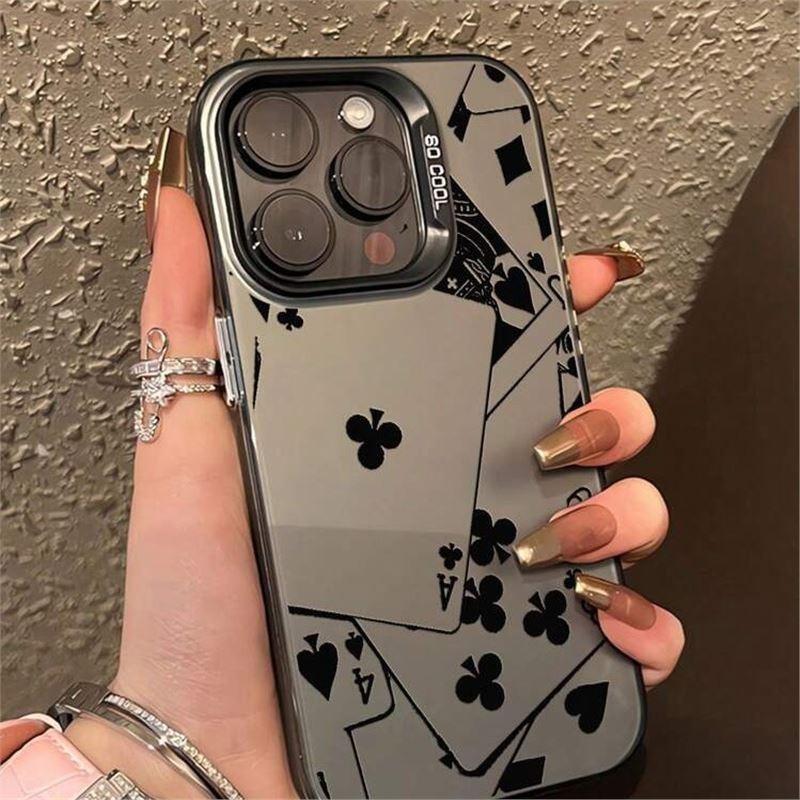 Barevný stříbrný přeshraniční pouzdro na telefon s hracími kartami kompatibilní pro Apple 15 matné 13/15 11 Pro Max kreativní kryt