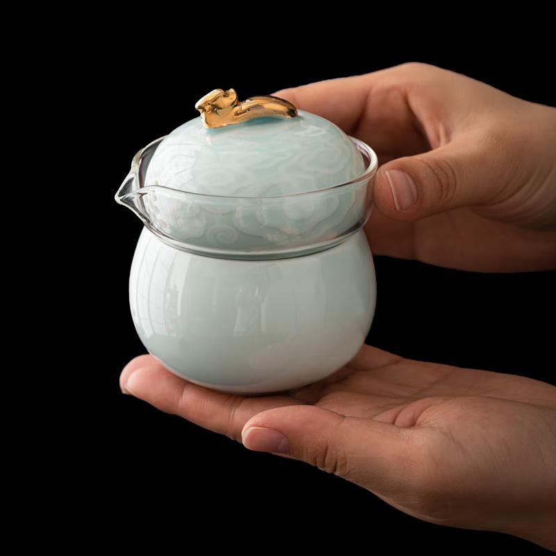 

Celadon Dragon Soaring Blessing Portable Travel Tea Set
