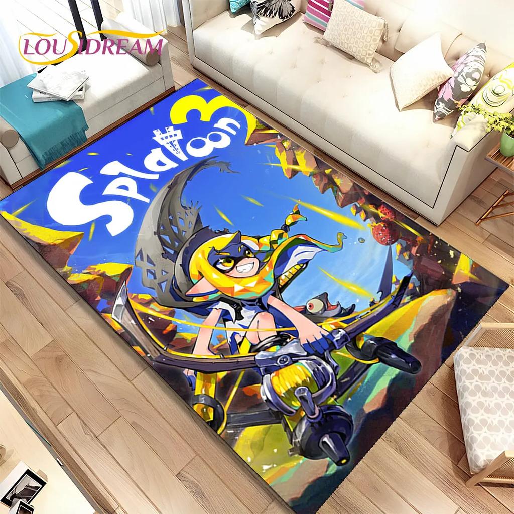 Games,Splatoon, Cartoon Gamers Area Rug,Carpet Rug for Living Room Bedroom Sofa Doormat Decoration, Kid Play Non-slip Floor Mat