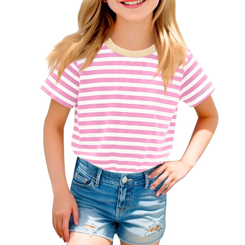 Children's Casual Short-sleeved Printed Round Neck Fashionable T-shirt Top