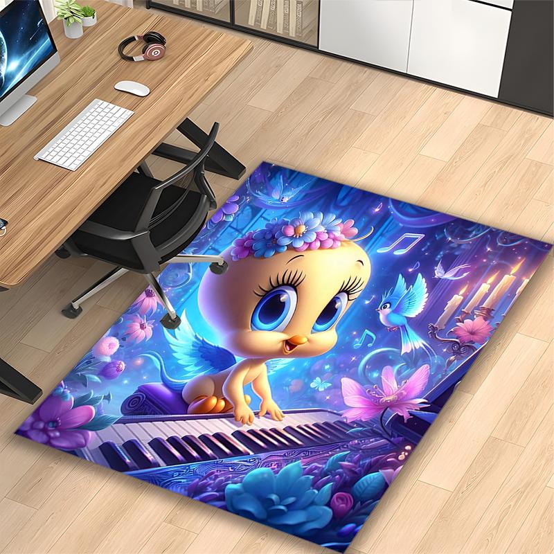 1pc Area Rug Appropriate for Office, White Ghost Cartoon Carpet, Versatile Printed Chair Rug, Durable Home Sofa Carpet