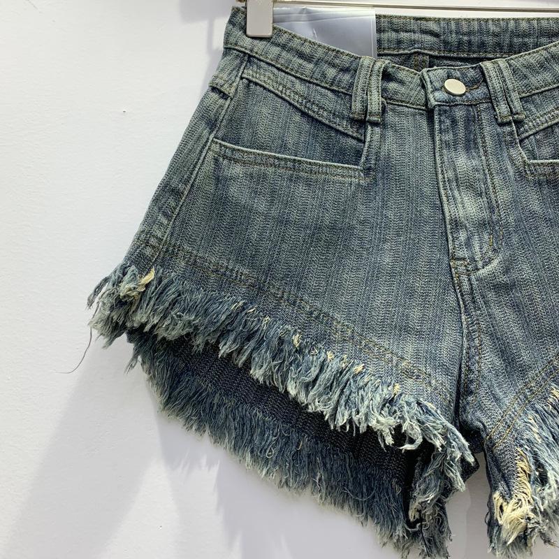 Autumn new street trend pants, old washed denim hot pants, wide-leg shorts, women's cross-border trend