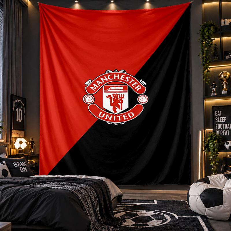 Wall Hanging Tapestry Manchester United FC Print Cloth for Living Room Bedroom Home Decor