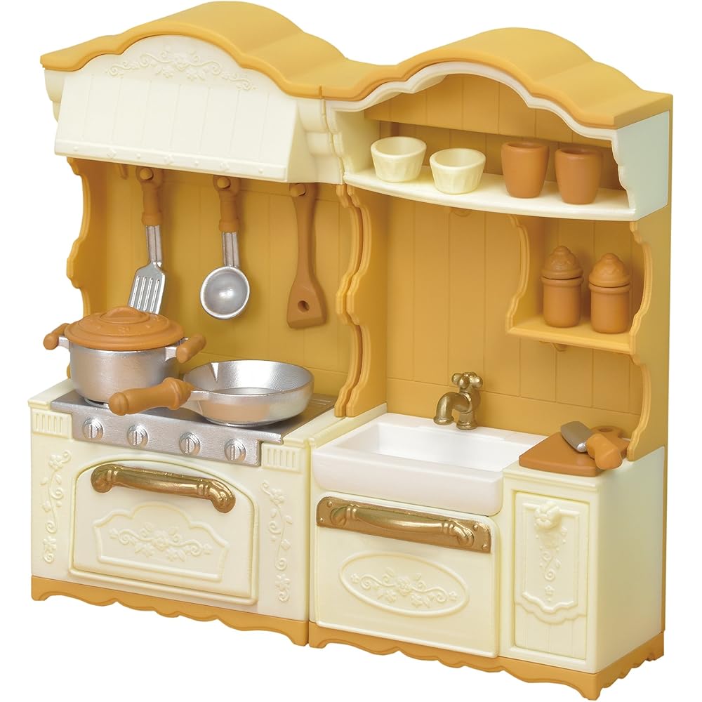 

Sylvanian Families EPOCH Kitchen Set with Stove and Sink for Dollhouse Toys Ages 3 and Up