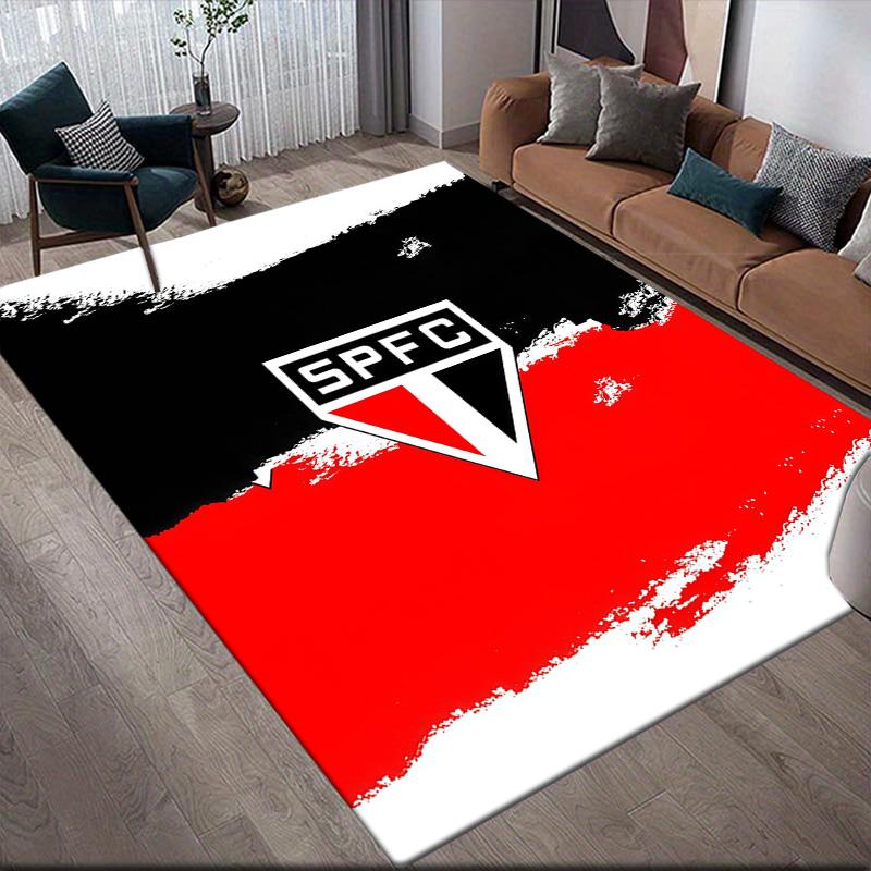 Sao Paulo FC Flannel Pattern Square Carpet,Area Rug,Carpet Rug for Living Room Bedroom Sofa Playroom Decor,Non-slip Floor Mat