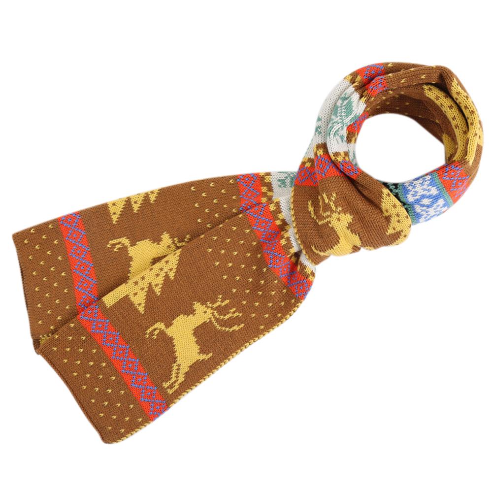 Fashion Christmas Pattern Elk Woolen Scarf Delicate Knitting Warm Scarves for Fall Winter