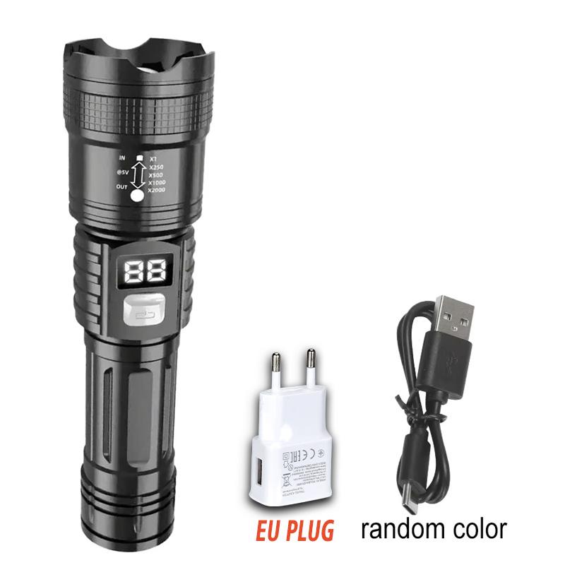 100000LM Super Bright Led Flashlights Rechargeable LED Torch Long Range Lamp for Outdoor Waterproof Camping Lantern