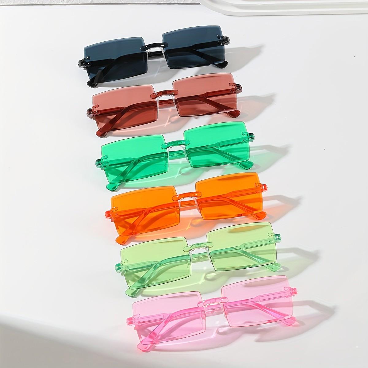 

6pcs Rectangle Fashion Sunglasses For Women Men Cute Candy Color Decorative Shades Sun Glasses UV400