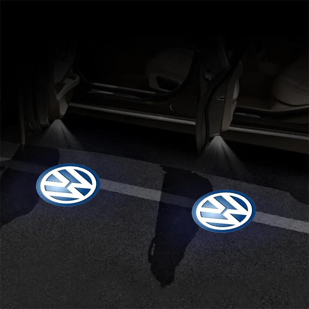 BHMTQ1 For VW 2PCS Car Door Welcome Lamp Battery Free Installation Is Suitable for Volkswagen Golf 5 6 7 Jetta Polo Caddy GTI Bora MK