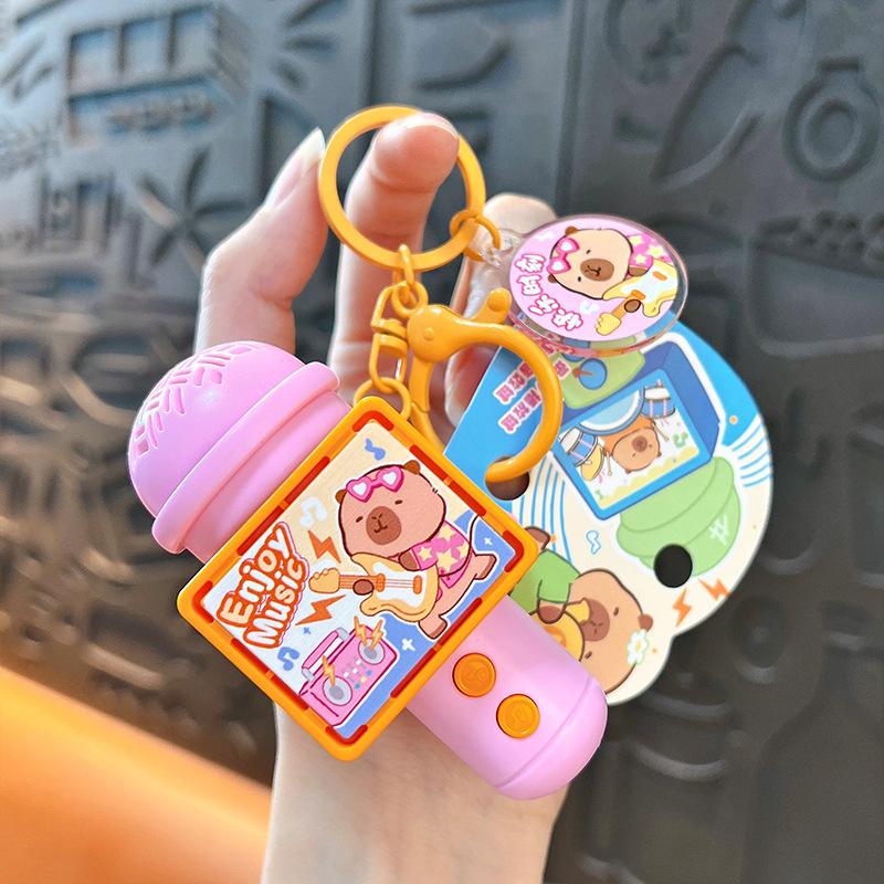 

Cartoon Mini Capybara Multi Functional Recording Microphone Keychain Backpack Pendant Originality Bag Pendant Children Toys