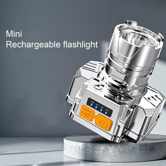 1 Set Fishing Miner Lamp High Brightness Rechargeable Smart Battery Display Illumination Head-mounted Small Flashlight for Outdoor