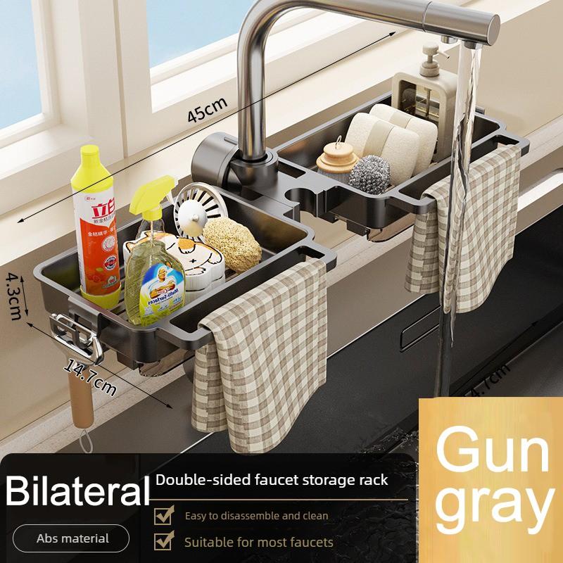 Kitchen ABS Sink Drain Rack Sponge Storage Faucet Holder Soap Drainer Shelf Basket Organizer Bathroom Accessories