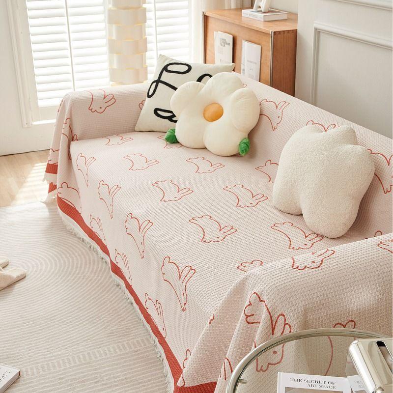 

Льняной диван-одеяло в скандинавском стиле, универсальные пледы с кисточками для гостиной, защитное покрытие для дивана Four Seasons 180x130cm