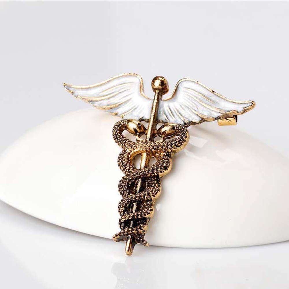 Men Women Caduceus Angel Wings Badge Snake Collar Clothing Accessories Corsage Jewelry Brooch Pins