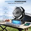 20000mAh Camping Fan Battery Operated Industrial Style Fan 4 LED & 4 Speeds Desk Fan Remote Rechargeable Outdoor Fans for Tent