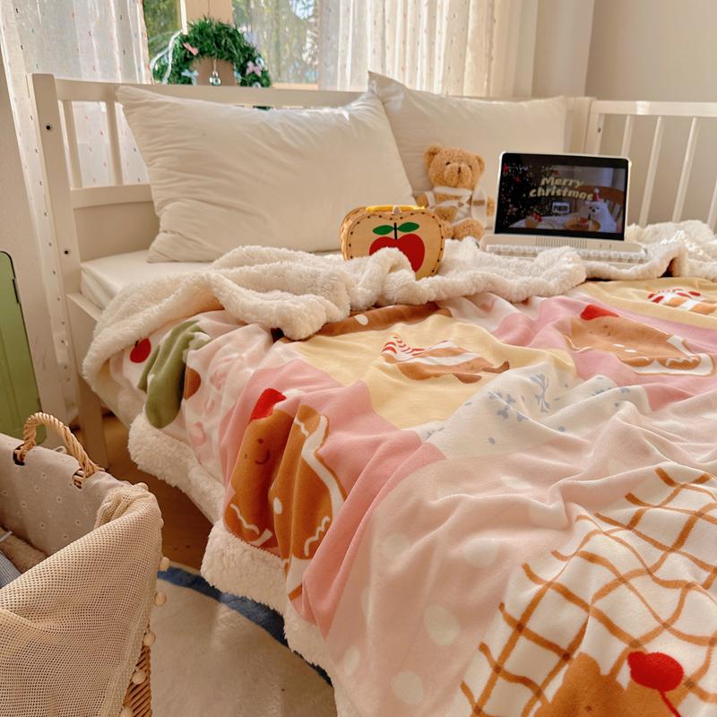 Christmas Thickened Sofa Blanket Lamb Fleece Multifunctional Blanket Cartoon Milk Fleece Nap Blanket