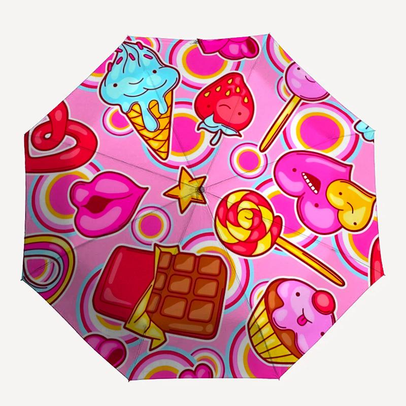 

1pc Sweet Treats Automatic Open, Sturdy Iron Frame, Compact Folding Design, All-Season Portable Umbrella for Women & Men yy250801102